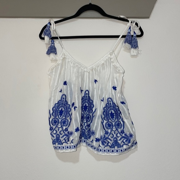 Ramy Brook Marco Embroidered Tie Shoulder Top SZ XS EUC - Picture 2 of 4